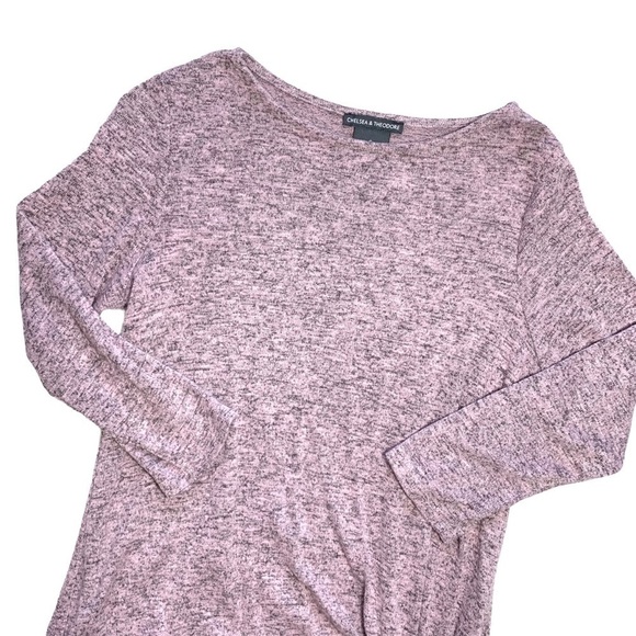 Chelsea & Theodore Mauve Marled Twist Hem 3/4 Sleeve Top Size Small - Picture 12 of 12
